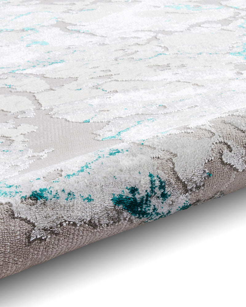 APOLLO 2677 GREY GREEN METALLIC ABSTRACT RUG