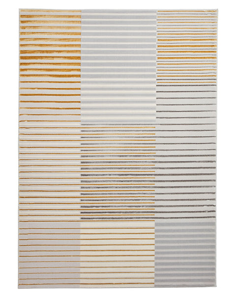 APOLLO 2681 GREY GOLD METALLIC STRIPE RUG