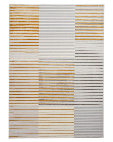 APOLLO 2681 GREY GOLD METALLIC STRIPE RUG