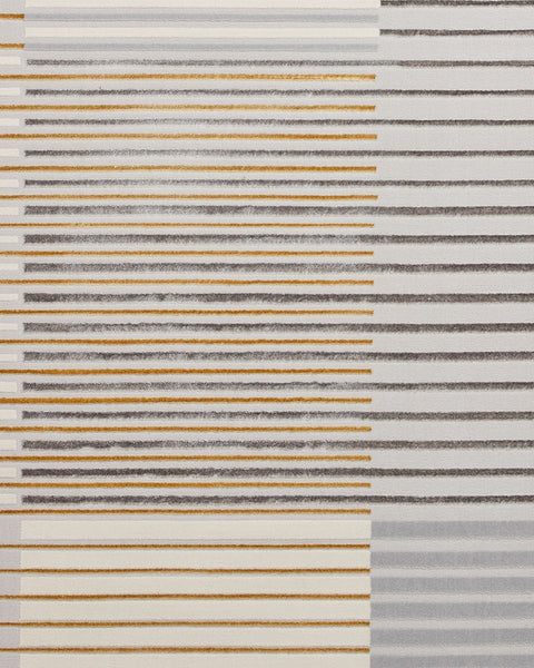 APOLLO 2681 GREY GOLD METALLIC STRIPE RUG