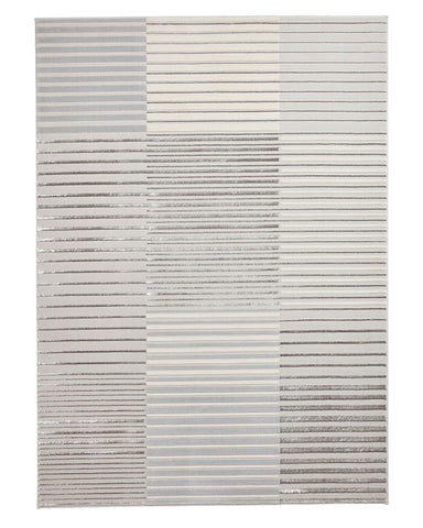 APOLLO 2681 GREY IVORY METALLIC STRIPE RUG