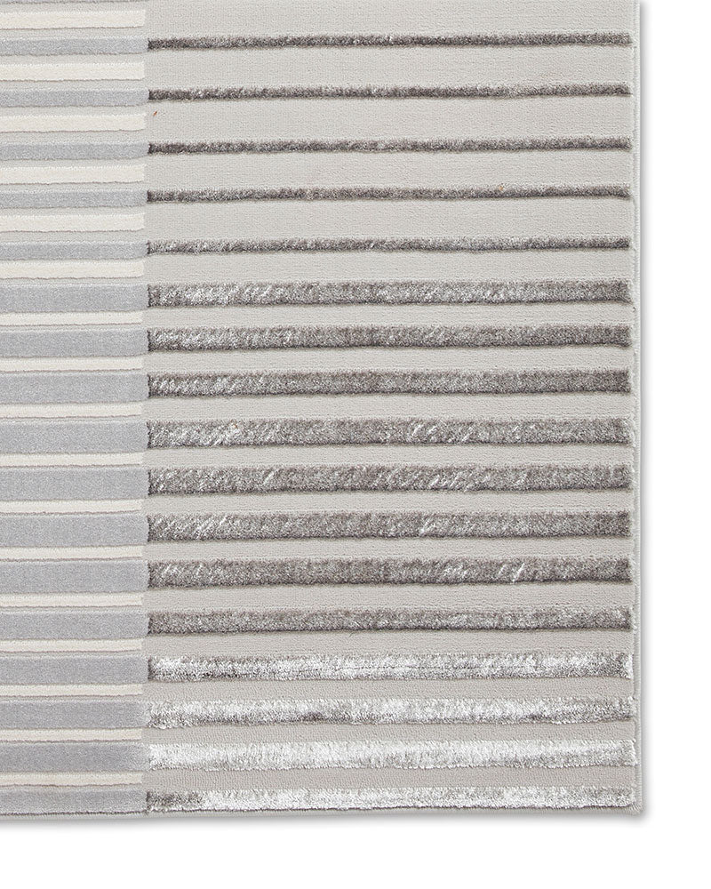 APOLLO 2681 GREY IVORY METALLIC STRIPE RUG