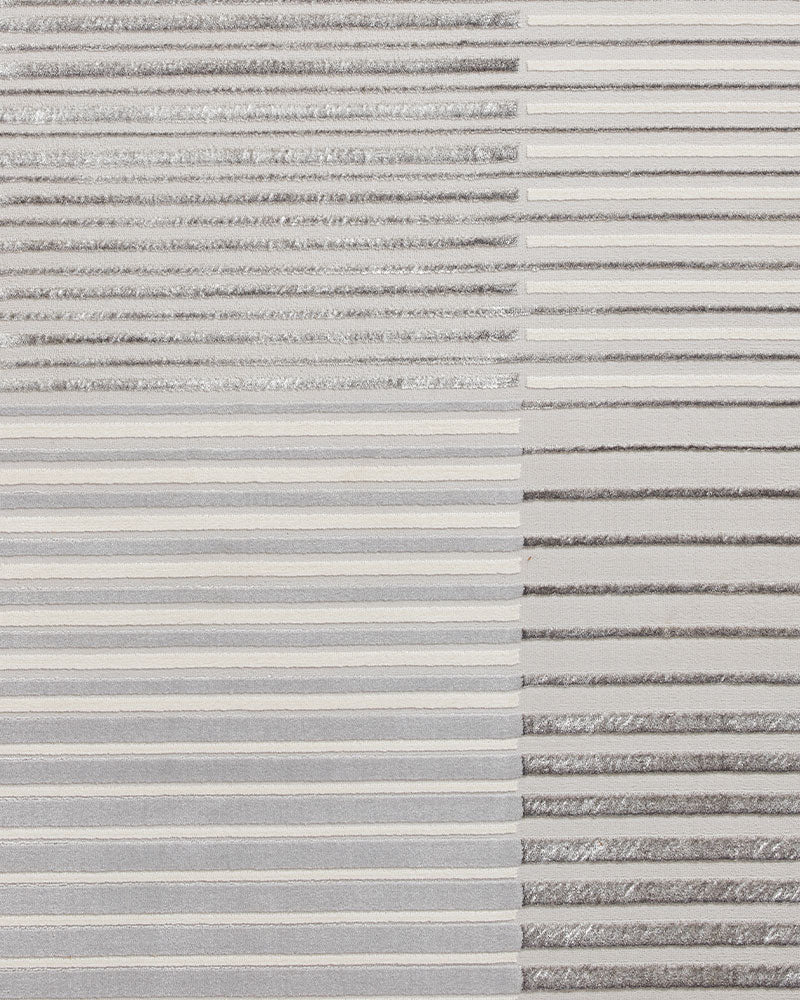 APOLLO 2681 GREY IVORY METALLIC STRIPE RUG