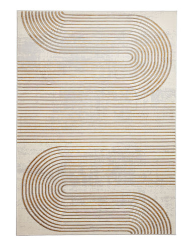 APOLLO 2683 GREY GOLD METALLIC GEO RETRO RUG