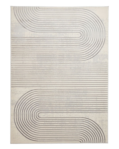 APOLLO 2683 GREY IVORY GEO METALLIC RETRO RUG