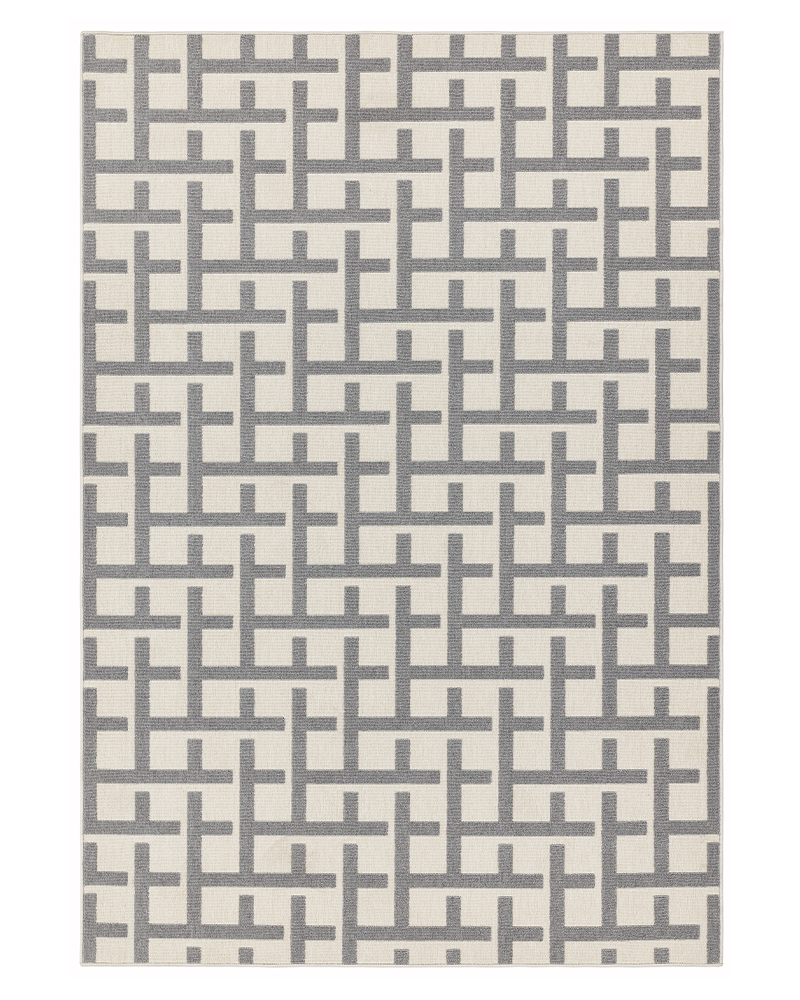 ANTIBES INDOOR / OUTDOOR AN03 WHITE GREY GRID RUG