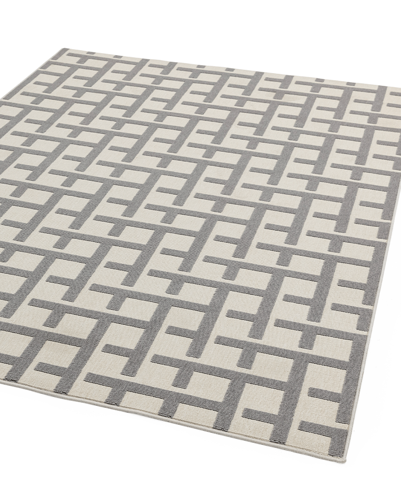 ANTIBES INDOOR / OUTDOOR AN03 WHITE GREY GRID RUG