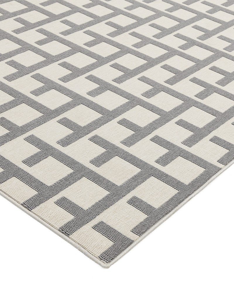 ANTIBES INDOOR / OUTDOOR AN03 WHITE GREY GRID RUG