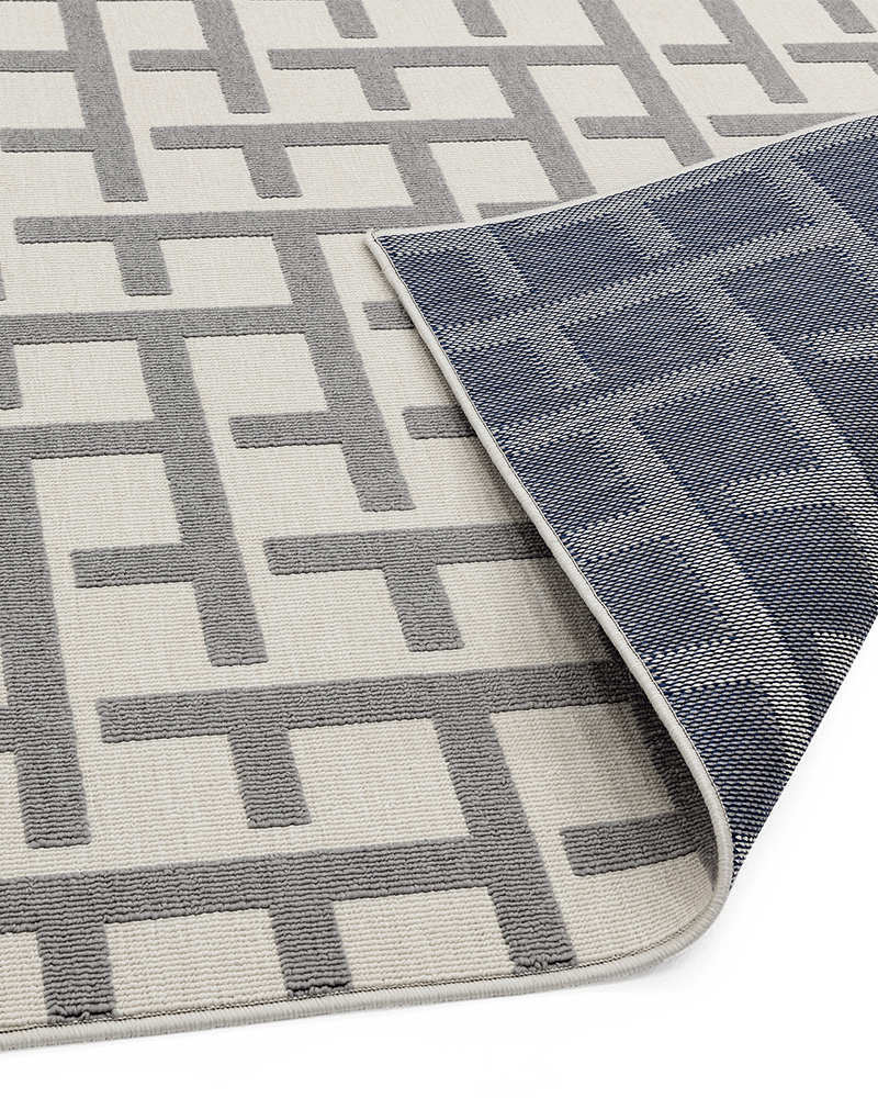 ANTIBES INDOOR / OUTDOOR AN03 WHITE GREY GRID RUG