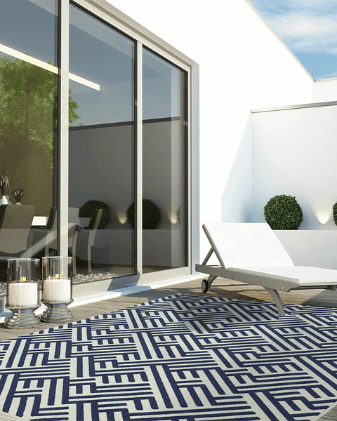 ANTIBES INDOOR / OUTDOOR AN04 BLUE WHITE LINEAR