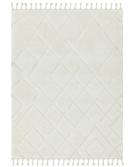 ARIANA AR04 VANILLA MOROCCAN BOHO TASSLE IVORY RUG
