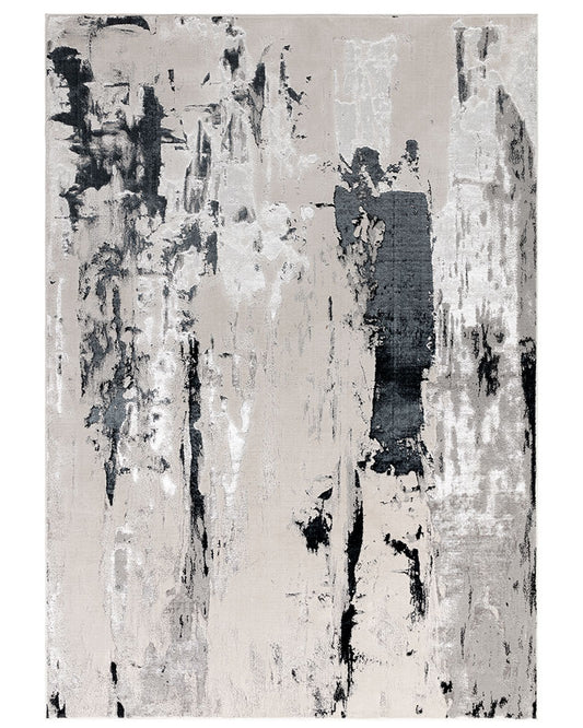 AURORA AU10 GLACIER BLACK SILVER ABSTRACT METALLIC RUG