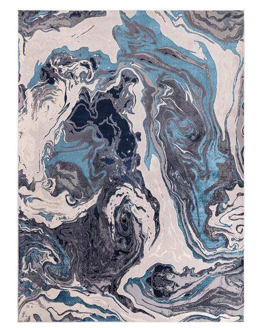 AURORA AU18 OCEAN BLUE TURQUOISE METALLIC ABSTRACT RUG
