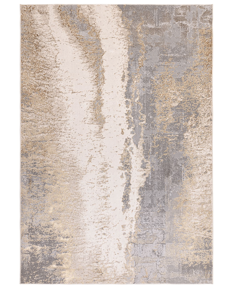 AURORA AU24 CLIFF GOLD GREY METALLIC ABSTRACT RUG