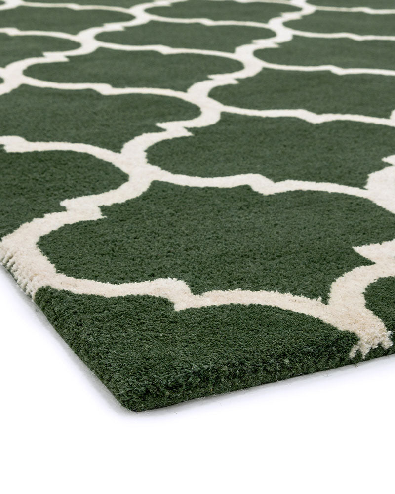 ALBANY OGEE GREEN TRELLIS WOOL RUG
