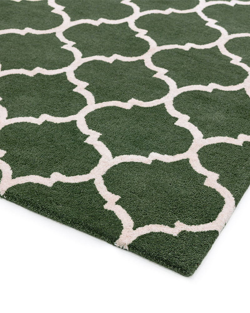 ALBANY OGEE GREEN TRELLIS WOOL RUG