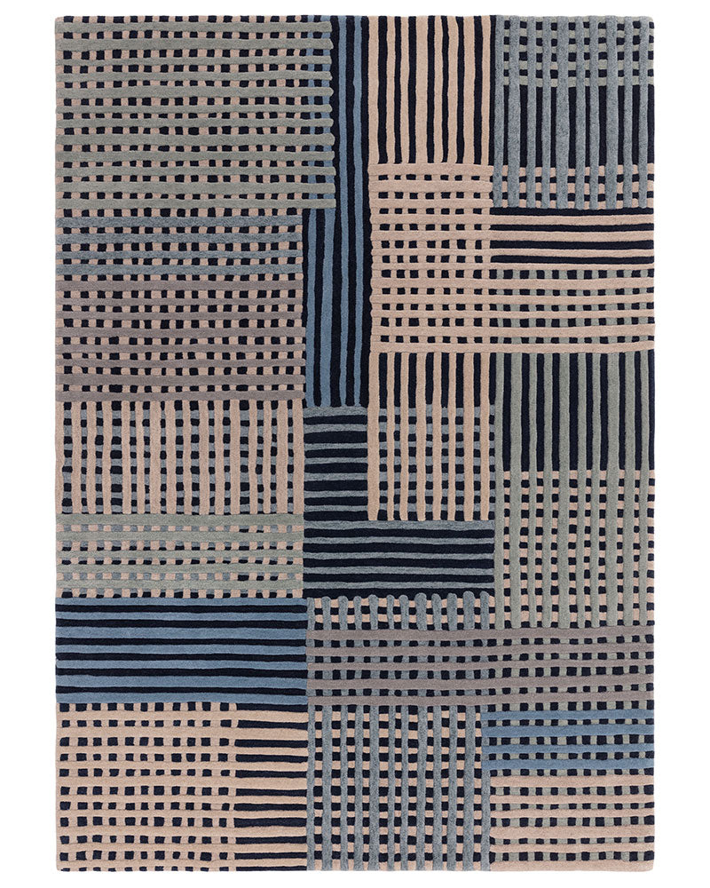 ASPECT BLUE MULTI BASKETWEAVE WOOL RUG