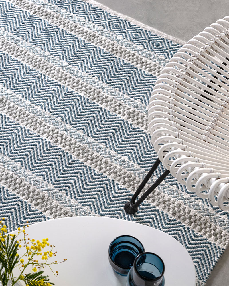 BOARDWALK BLUE STRIPE INDOOR OUTDOOR RUG iloverugs