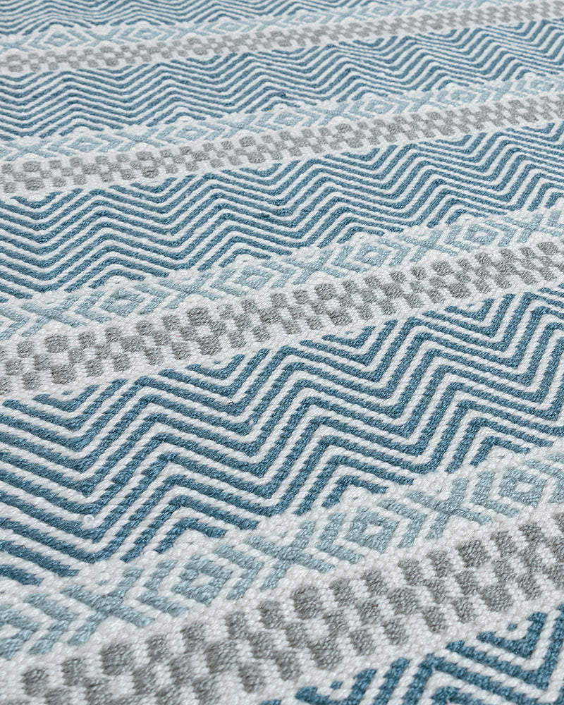 BOARDWALK BLUE STRIPE INDOOR OUTDOOR FLATWEAVE RUG