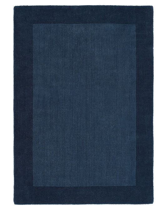 BORDER PLAIN NAVY WOOL RUG