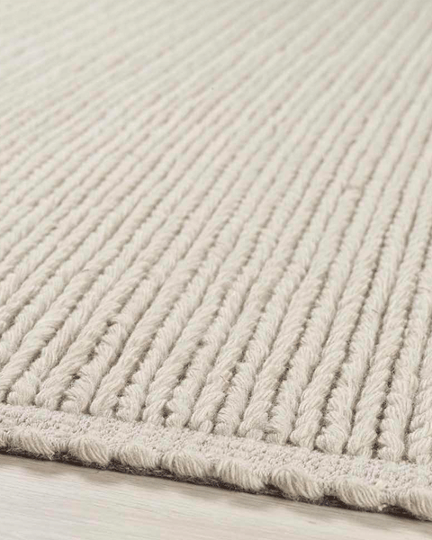 CABLE KNITTED WOOL RUG NATURAL