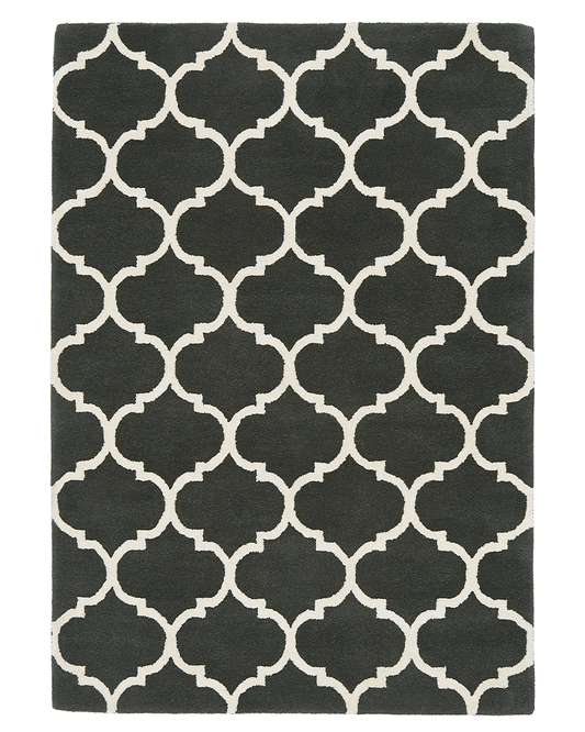 ALBANY OGEE CHARCOAL GREY WOOL TRELLIS RUG