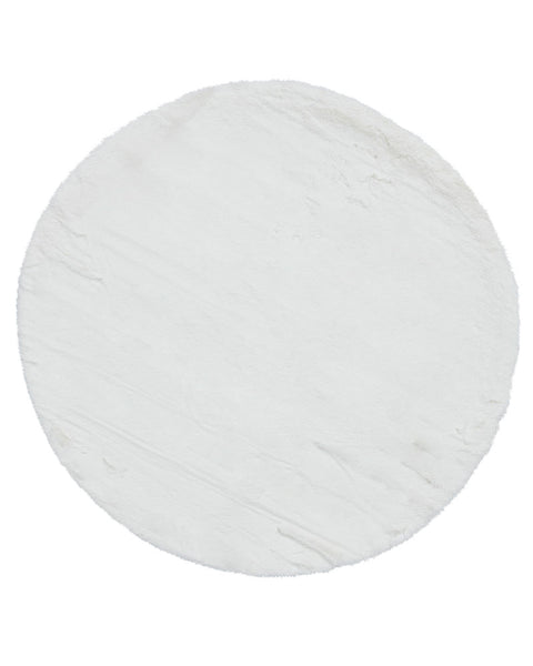 FAUX FUR IVORY CIRCLE ROUND RUG