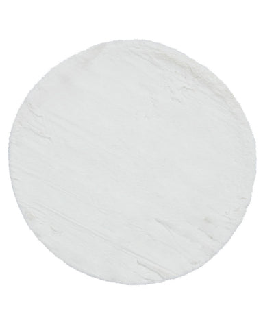 FAUX FUR IVORY CIRCLE ROUND RUG