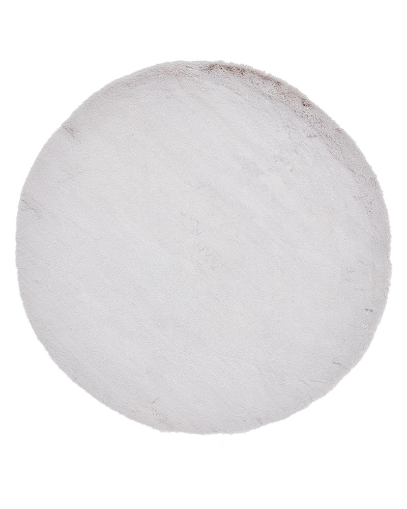 FAUX FUR SILVER CIRCLE ROUND RUG