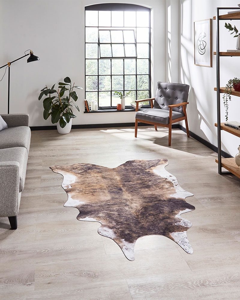 FAUX ANIMAL PRINT COW BROWN WHITE