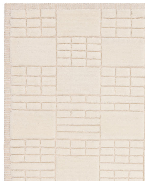 EMPIRE GRID CREAM NEUTRAL 100% NEW ZEALAND WOOL RUG