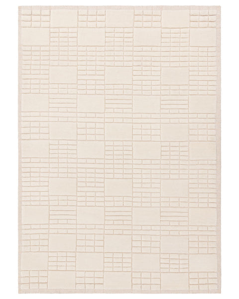 EMPIRE GRID CREAM NEUTRAL 100% NEW ZEALAND WOOL RUG