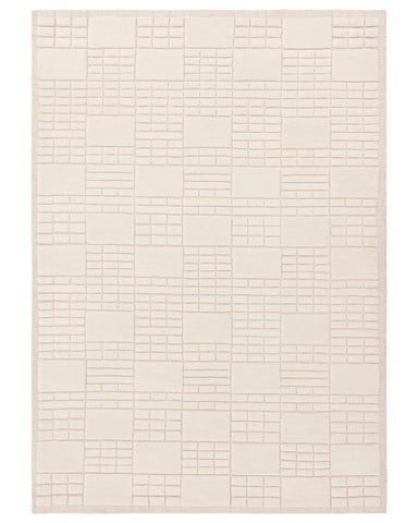 EMPIRE GRID CREAM NEUTRAL 100% NEW ZEALAND WOOL RUG