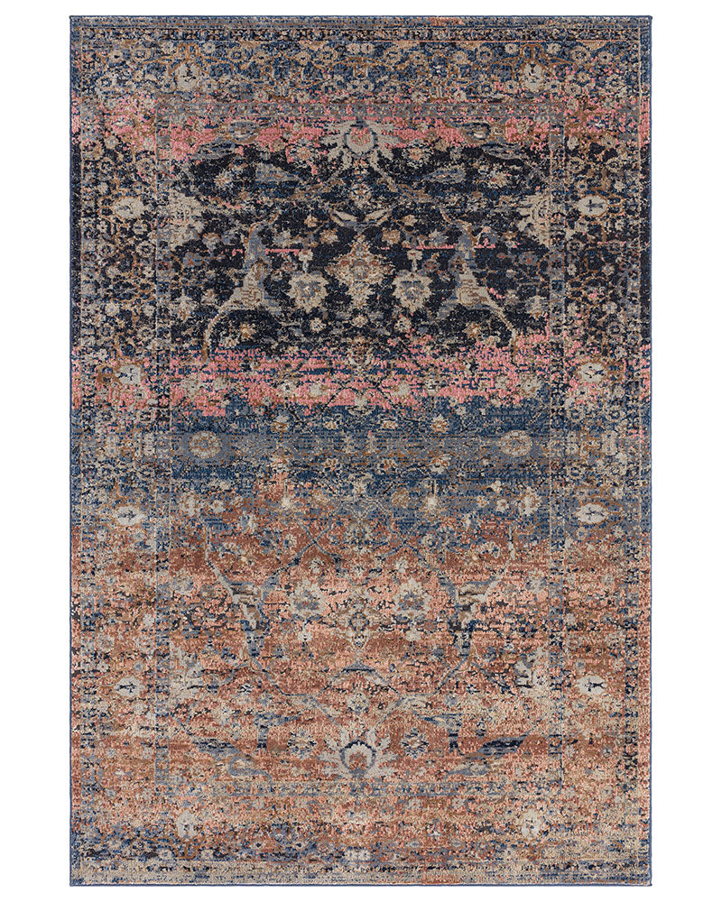 ZOLA FASA VINTAGE PERSIAN STYLE MULTI TERRACOTTA PINK BLUE RUG