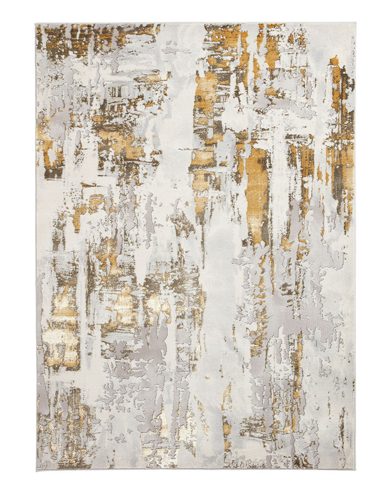 APOLLO GR579 GREY GOLD METALLIC ABSTRACT RUG