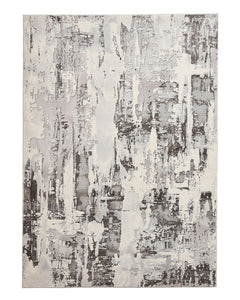 APOLLO GR579 GREY IVORY METALLIC ABSTRACT RUG