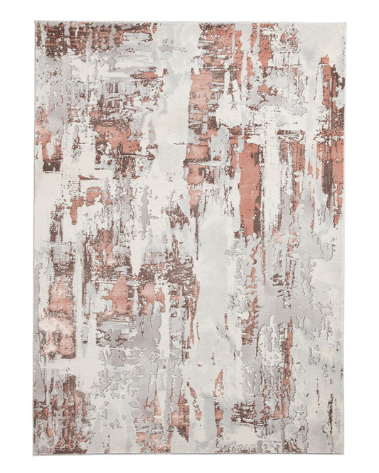APOLLO GR579 GREY ROSE PINK METALLIC ABSTRACT RUG