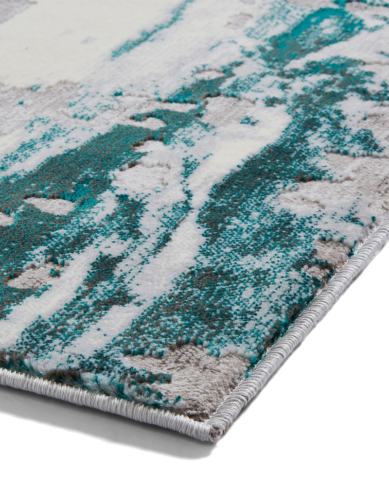 APOLLO GR580 GREY GREEN METALLIC ABSTRACT RUG