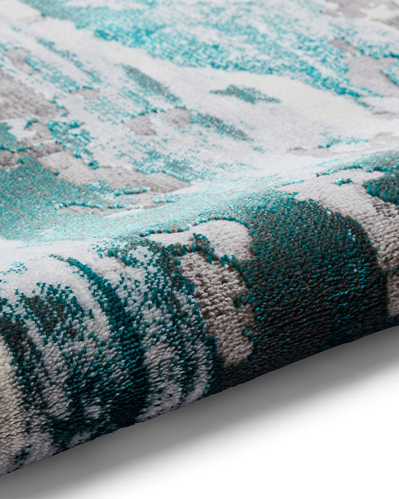 APOLLO GR580 GREY GREEN METALLIC ABSTRACT RUG