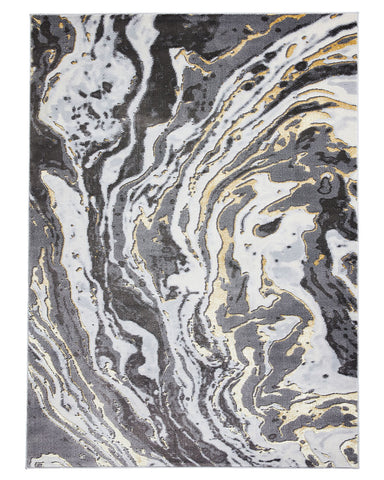 APOLLO GR584 GREY GOLD METALLIC MARBLE RUG