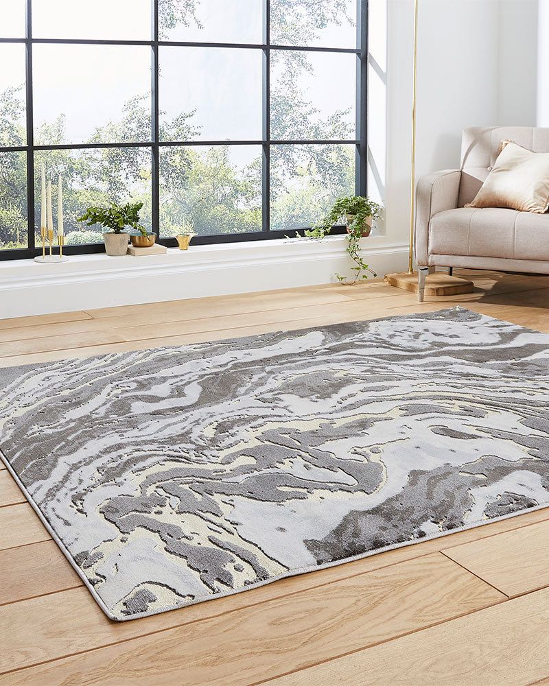 APOLLO GR584 GREY GOLD METALLIC MARBLE RUG