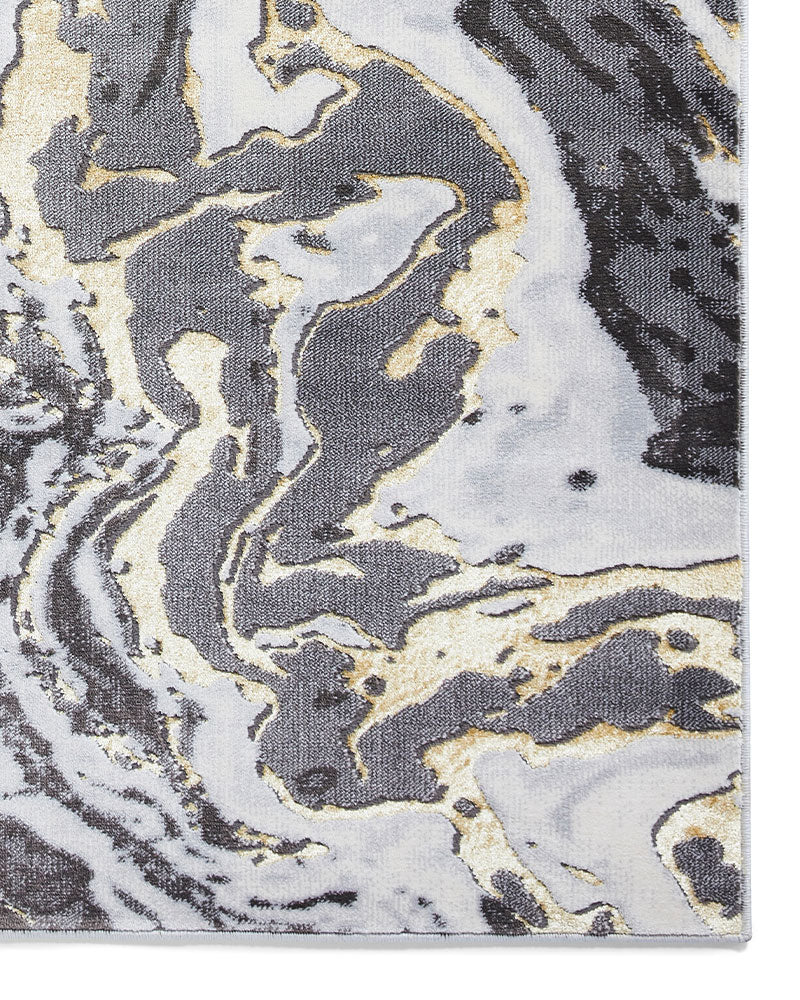 APOLLO GR584 GREY GOLD METALLIC MARBLE RUG