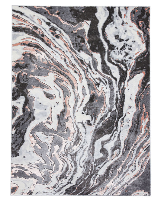 APOLLO GR584 GREY ROSE PINK METALLIC MARBLE RUG
