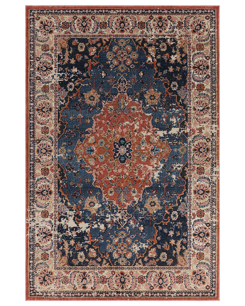 ZOLA HERIS VINTAGE PERSIAN STYLE BLUE TERRACOTTA RUG