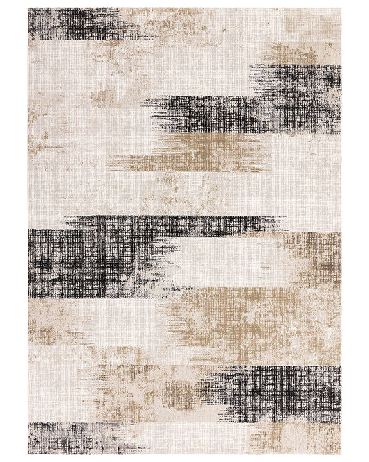 KUZA LINES BEIGE BLACK ABSTACT RUG
