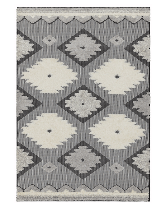 MONTY OUTDOOR RUG MN01 TRIBAL BLACK / CREAM