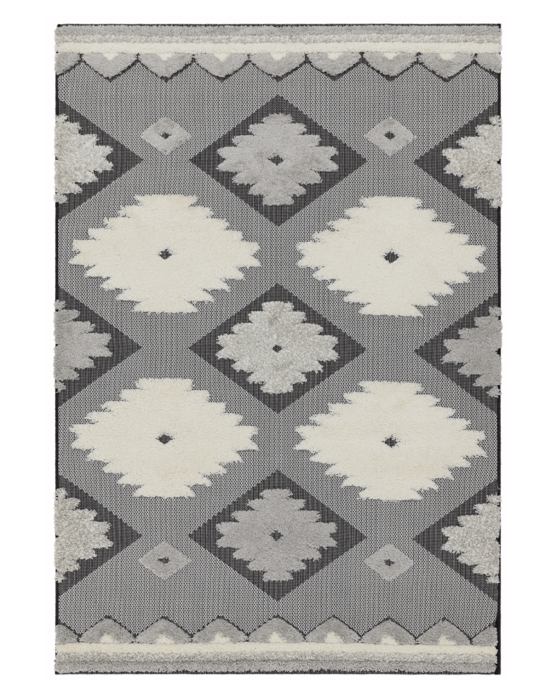 MONTY OUTDOOR RUG MN01 TRIBAL BLACK / CREAM