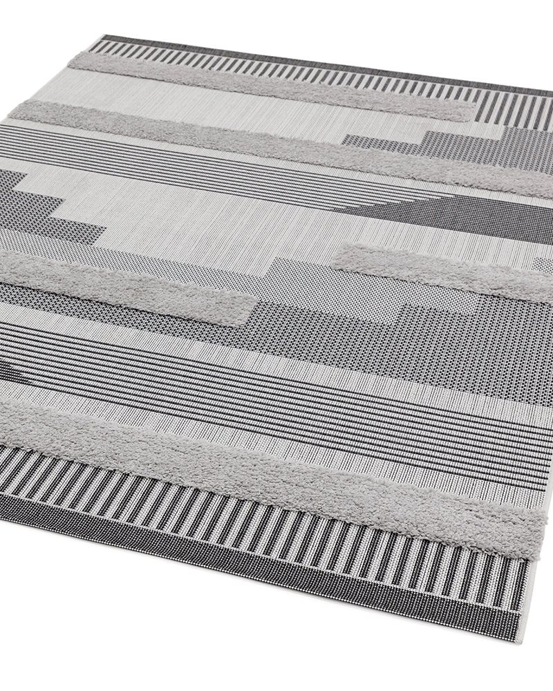 MONTY OUTDOOR RUG MN05 BLACK / GREY GEOMETRIC