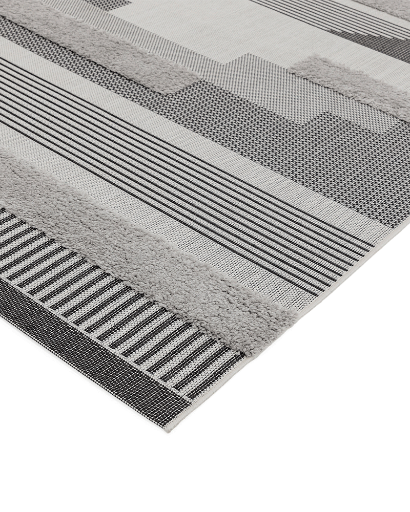 MONTY OUTDOOR RUG MN05 BLACK / GREY GEOMETRIC