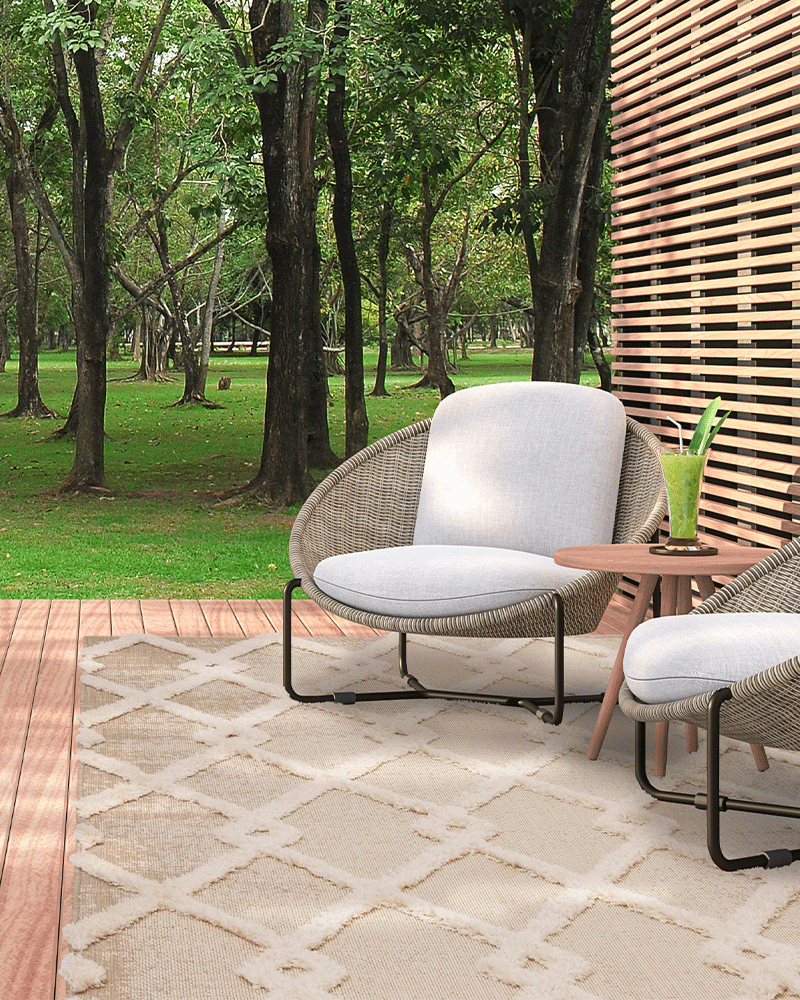MONTY OUTDOOR RUG MN07 BEIGE / CREAM DIAMOND